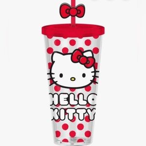 Hello Kitty Red Polka Dot 24oz Tumbler with Bow Straw